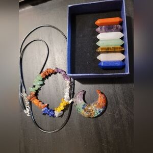 9 pieces pointed quartz crystal chakra healing stones jewelry
